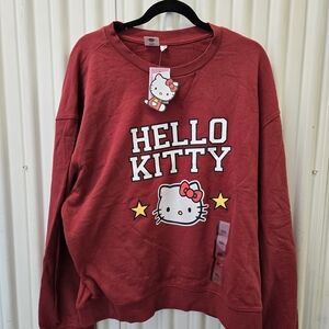 Hello Kitty Red Scoop Neck Sweatshirt with Graphic NWT
